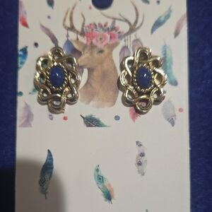Elegant Gold and Blue Earrings